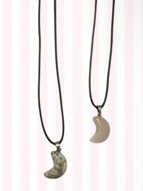 Crescent Moon Crystal Pendant Necklace in Beige and Cream - Women Jewelry